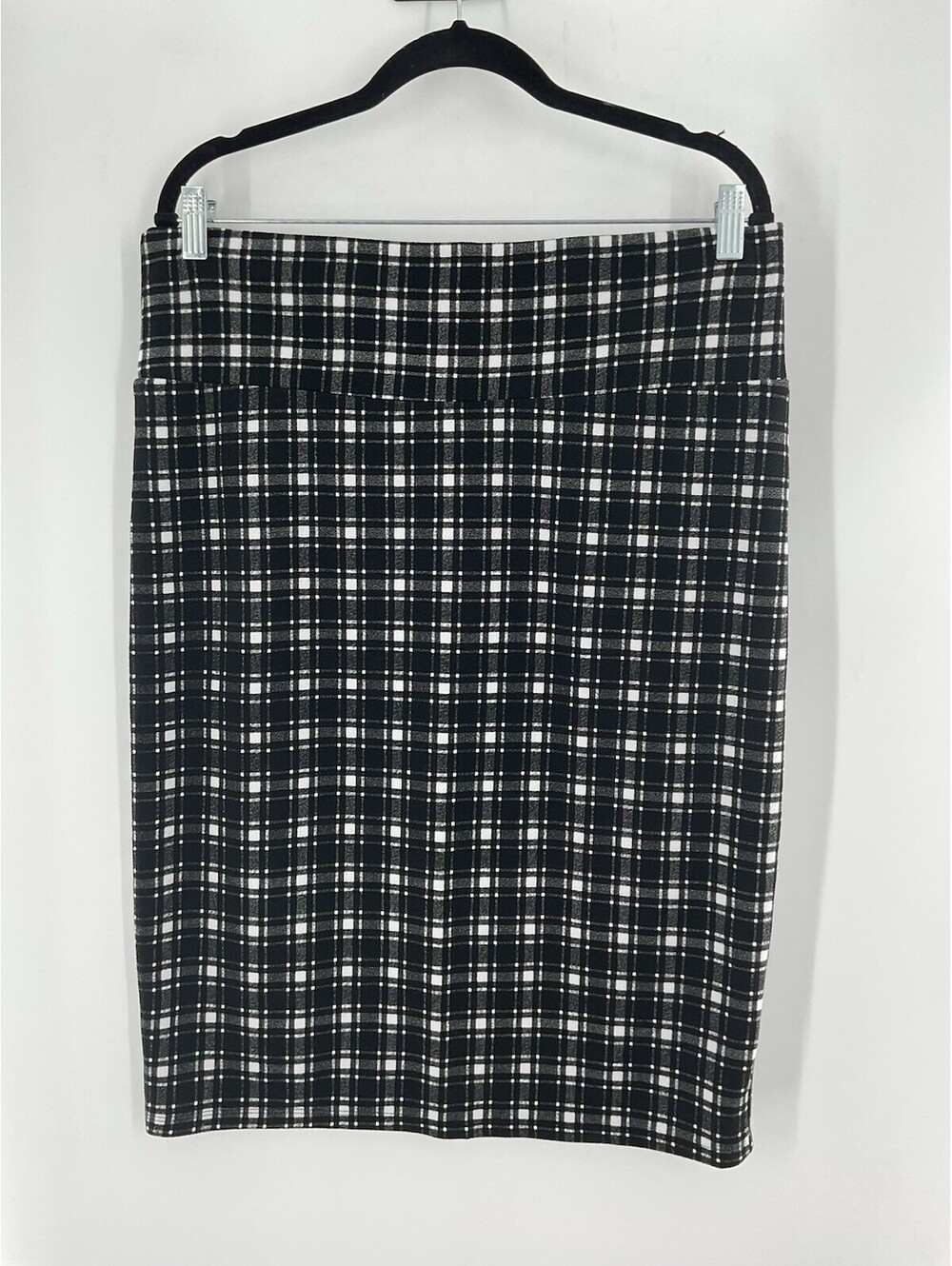 Lularoe Women’s Pencil Skirt Two Xl Black And White Check Knee Length 007
